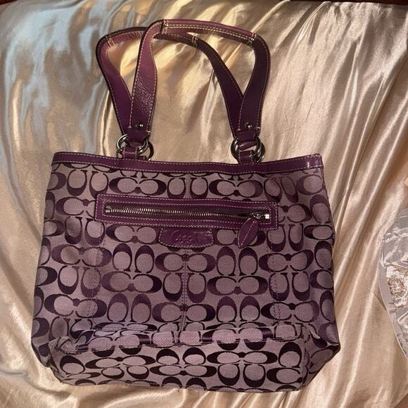 Coach Handbags - Vintage Coach Purple Signature Tote Bag